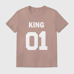Футболка хлопковая мужская Футбольная надпись 01 король, цвет: пыльно-розовый