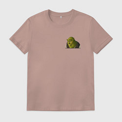 Футболка хлопковая мужская Шрек удивляется - мем, цвет: пыльно-розовый