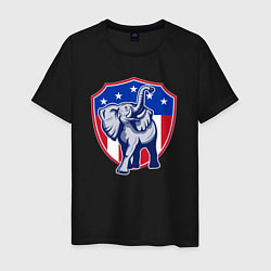 Футболка хлопковая мужская Elephant USA, цвет: черный