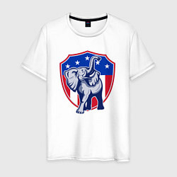 Футболка хлопковая мужская Elephant USA, цвет: белый