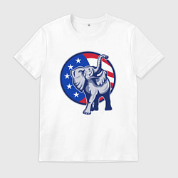 Футболка хлопковая мужская USA elephant, цвет: белый