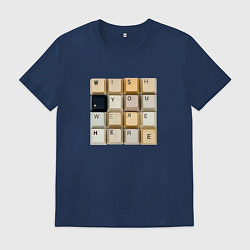 Футболка хлопковая мужская Wish you - клавиши клавиатуры, цвет: тёмно-синий