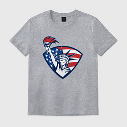 Футболка хлопковая мужская США статуя свободы, цвет: меланж
