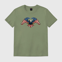 Футболка хлопковая мужская Орёл - USA, цвет: авокадо