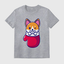 Футболка хлопковая мужская Собачка в варежке, цвет: меланж