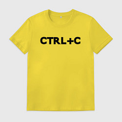 Футболка хлопковая мужская Иностранная надпись cntrl c, цвет: желтый
