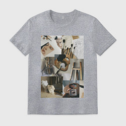 Футболка хлопковая мужская Художник эстетика, цвет: меланж