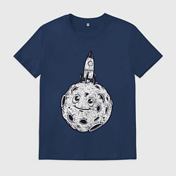 Футболка хлопковая мужская Добрая Луна, цвет: тёмно-синий