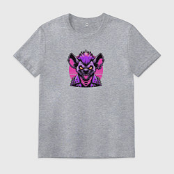 Футболка хлопковая мужская Гиена с ирокезом панка, цвет: меланж