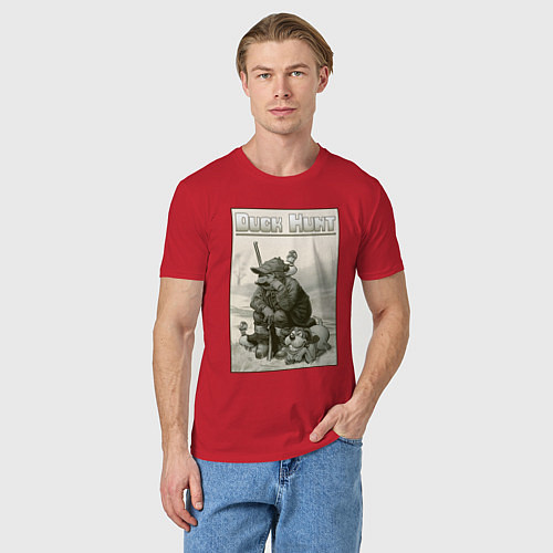 Мужская футболка Duck hunt - hunter / Красный – фото 3