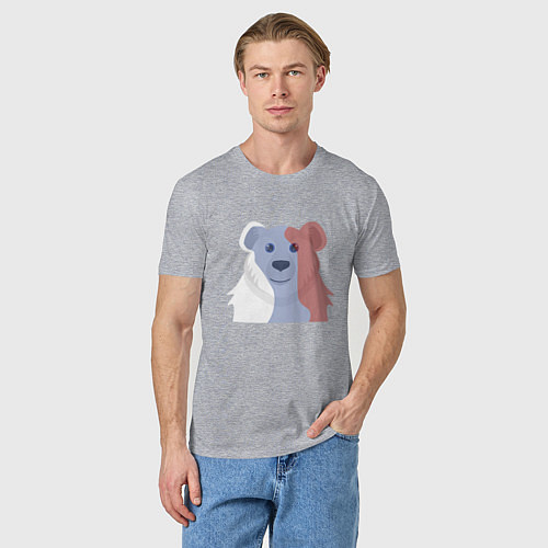 Мужская футболка Русский медведь в цветах флага триколора - полярны / Меланж – фото 3