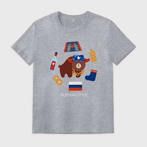Мужская футболка Стереотипы о России с флагом / Меланж – фото 1