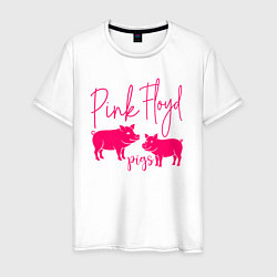 Футболка хлопковая мужская Pink Floyd pigs, цвет: белый
