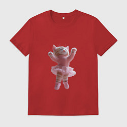 Футболка хлопковая мужская Кошечка балерина, цвет: красный