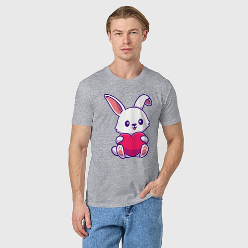Мужская футболка Heart rabbit / Меланж – фото 3