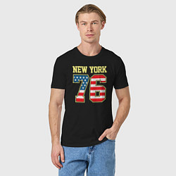 Футболка хлопковая мужская New York 76, цвет: черный — фото 2
