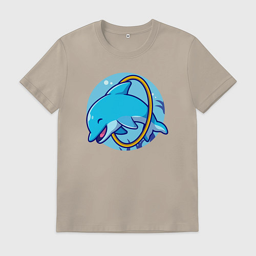 Мужская футболка Весёлый дельфинчик / Миндальный – фото 1
