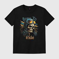 Футболка хлопковая мужская Biker born to ride, цвет: черный