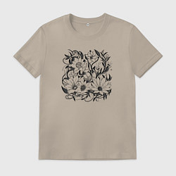 Футболка хлопковая мужская Органические абстракции цветов, цвет: миндальный