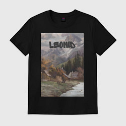Футболка хлопковая мужская Leonid деревушка, цвет: черный