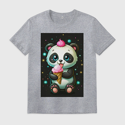 Мужская футболка Панда с мороженым / Меланж – фото 1