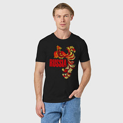 Футболка хлопковая мужская Russia, цвет: черный — фото 2
