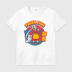 Футболка хлопковая мужская Fresh fish, цвет: белый
