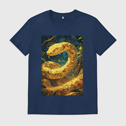 Футболка хлопковая мужская Золотая змея, цвет: тёмно-синий