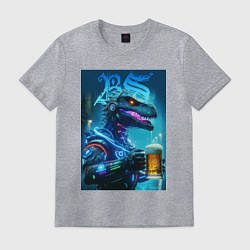 Футболка хлопковая мужская Cyber beersaur with a mug of beer, цвет: меланж