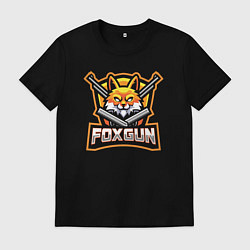 Футболка хлопковая мужская Fox gun, цвет: черный