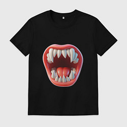 Футболка хлопковая мужская Открытый рот с зубами, цвет: черный