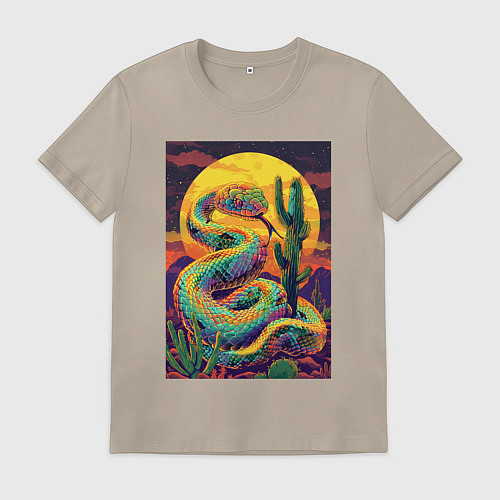 Мужская футболка Змея на закате / Миндальный – фото 1