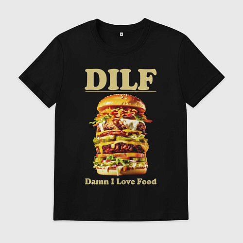 Мужская футболка DILF damn I love foods / Черный – фото 1