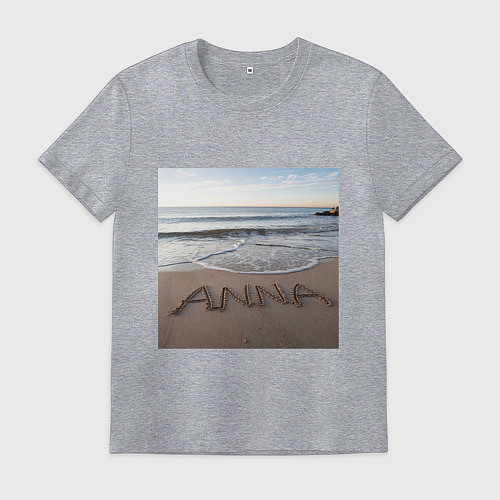 Мужская футболка Имя Анна на песке / Меланж – фото 1