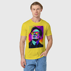 Футболка хлопковая мужская Портрет Дурова pop art, цвет: желтый — фото 2