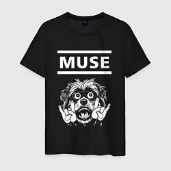 Футболка хлопковая мужская Muse rock dog, цвет: черный