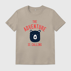 Футболка хлопковая мужская Приключения зовут, цвет: миндальный