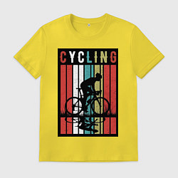 Футболка хлопковая мужская Велосипедный спорт, цвет: желтый