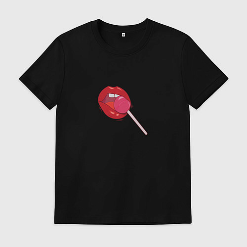 Мужская футболка Губки с чупа-чупсом / Черный – фото 1