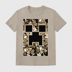 Футболка хлопковая мужская Герои Minecraft, цвет: миндальный