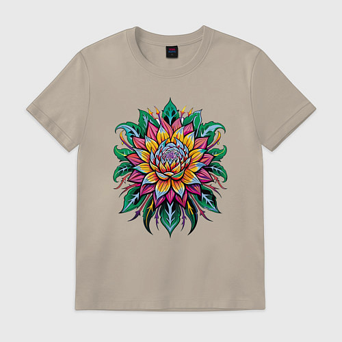 Мужская футболка Узор - сказочный цветок / Миндальный – фото 1