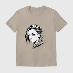 Футболка хлопковая мужская Девушка эмо, цвет: миндальный