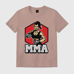 Футболка хлопковая мужская MMA girl, цвет: пыльно-розовый