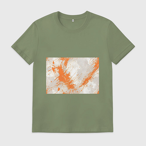 Мужская футболка Оранжевая краска на белом / Авокадо – фото 1