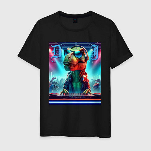Мужская футболка Cool tyrannosaur DJ - ai art / Черный – фото 1