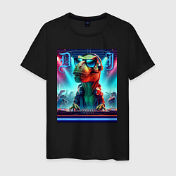 Футболка хлопковая мужская Cool tyrannosaur DJ - ai art, цвет: черный