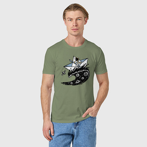 Мужская футболка Кораблик на космической волне / Авокадо – фото 3