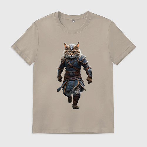 Мужская футболка Кот-викинг / Миндальный – фото 1