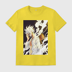 Футболка хлопковая мужская Ван-Пис Луффи джойбой, цвет: желтый