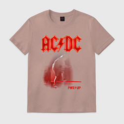 Футболка хлопковая мужская AC DC Power up - Angus Young, цвет: пыльно-розовый